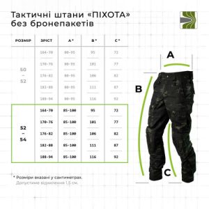 Тактичні штани "Піхота" без бронепакетів (Чорний Мультикам | 52-54 | 176-182) ТМ Балістика