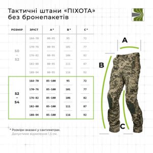 Тактичні штани "Піхота" без бронепакетів (ММ14 “Піксель” | 52-54 | 176-182) ТМ Балістика